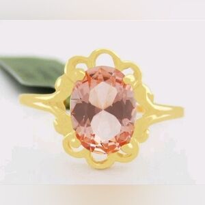 New 10kt Solid Gold Genuine Morganite Ring W Box